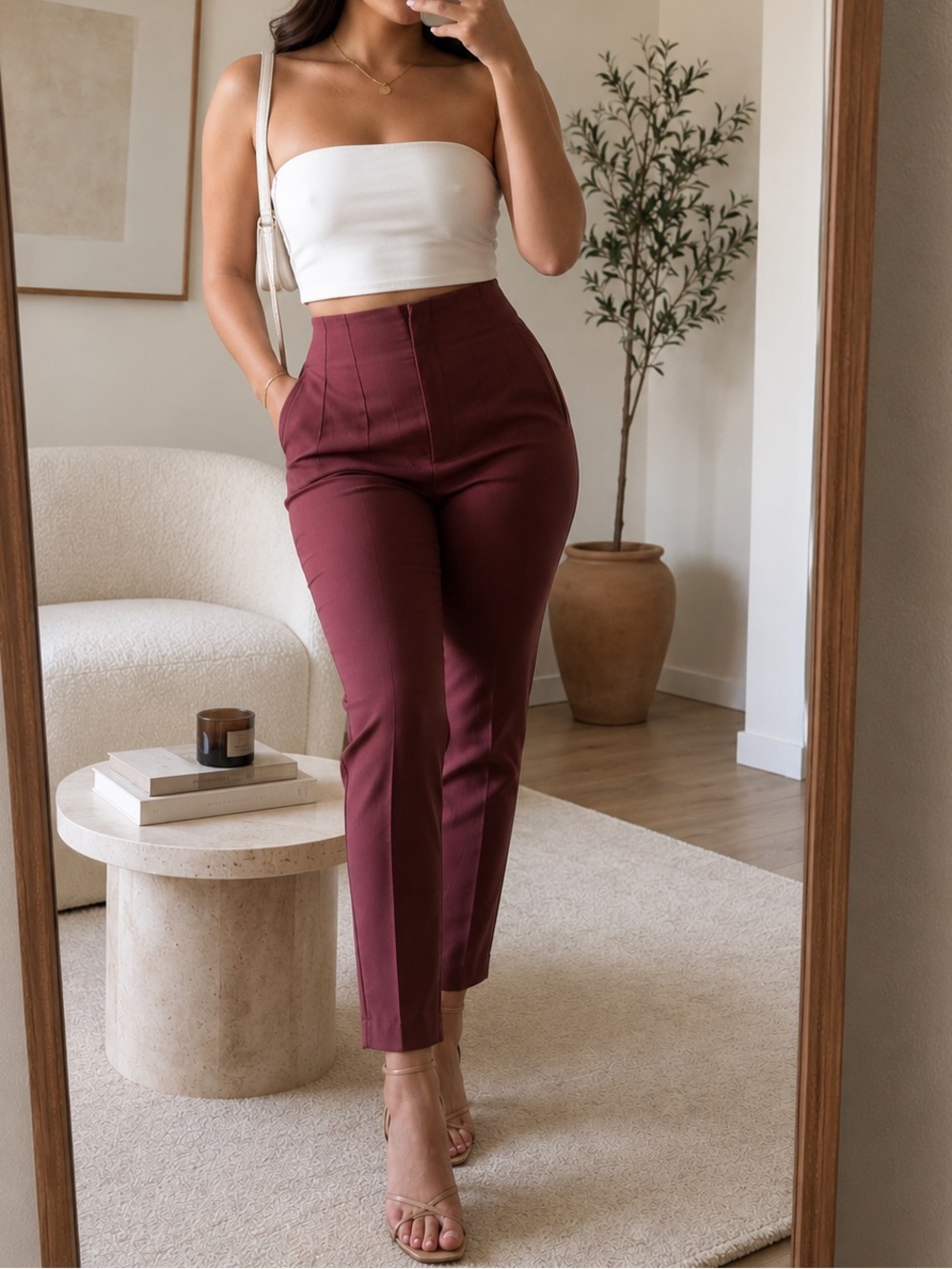 NWOT Zara Dusty Rose High Waisted Tailored Trousers